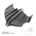 Universal motorcycle spoiler wing accessory in glossy carbon fibre pattern, dimensions 18cm by 8cm