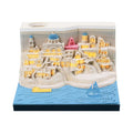 Santorini 3D paper carving notepad building model with LED lighting measuring 9x9x5 cm