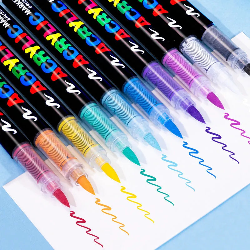 Set of acrylic paint marker pens with soft tips for graffiti and hand painting art