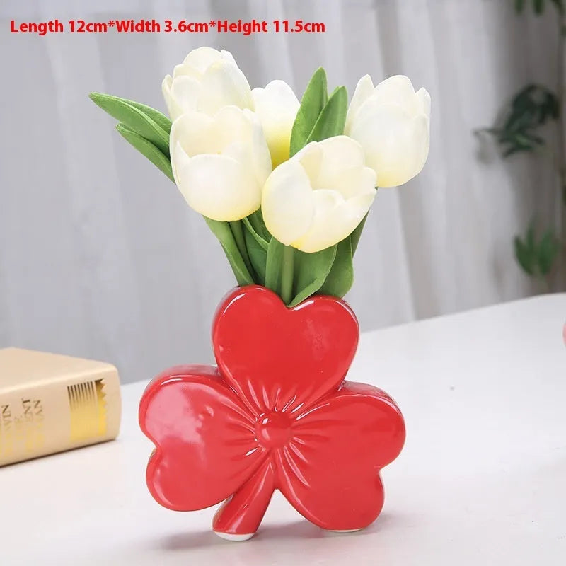 European style ceramic desktop vase in white porcelain with 15cm diameter dimensions