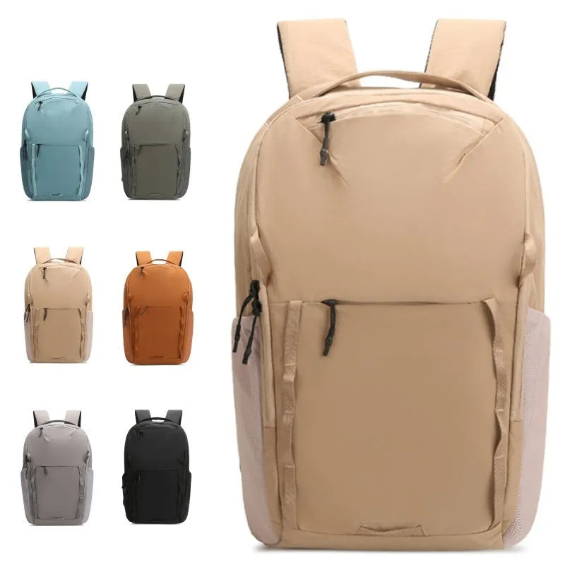 Waterproof Taslan composite cloth leisure backpack in solid colour with curved shoulder strap