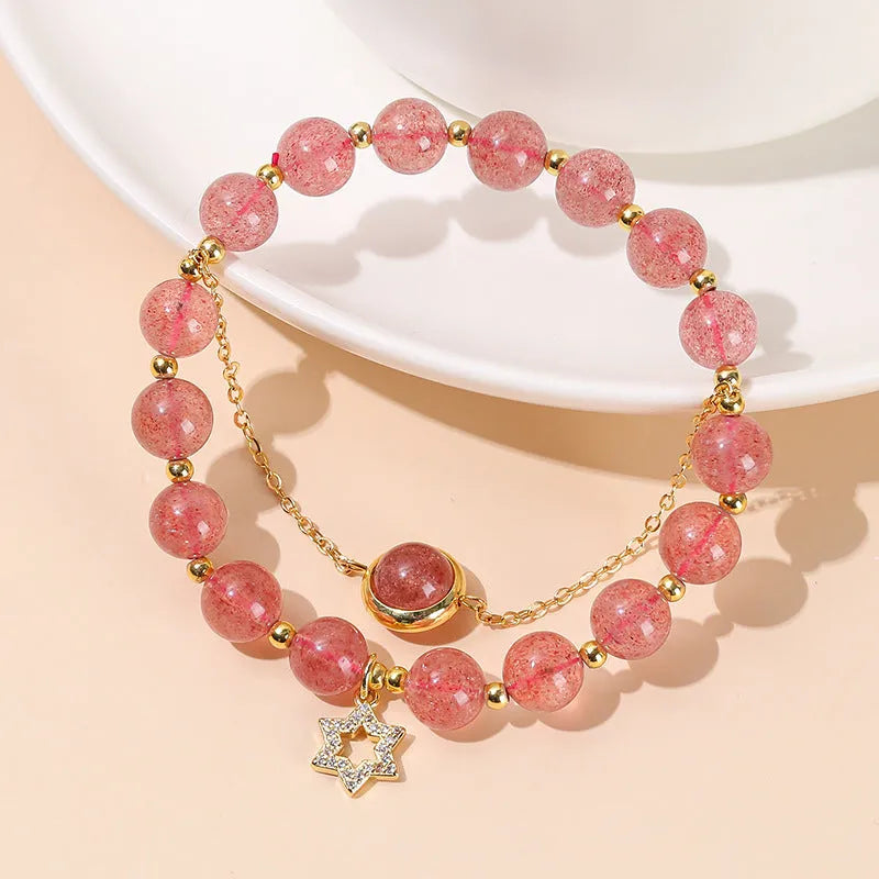 Green natural crystal jade bracelet for women with handmade fresh style design