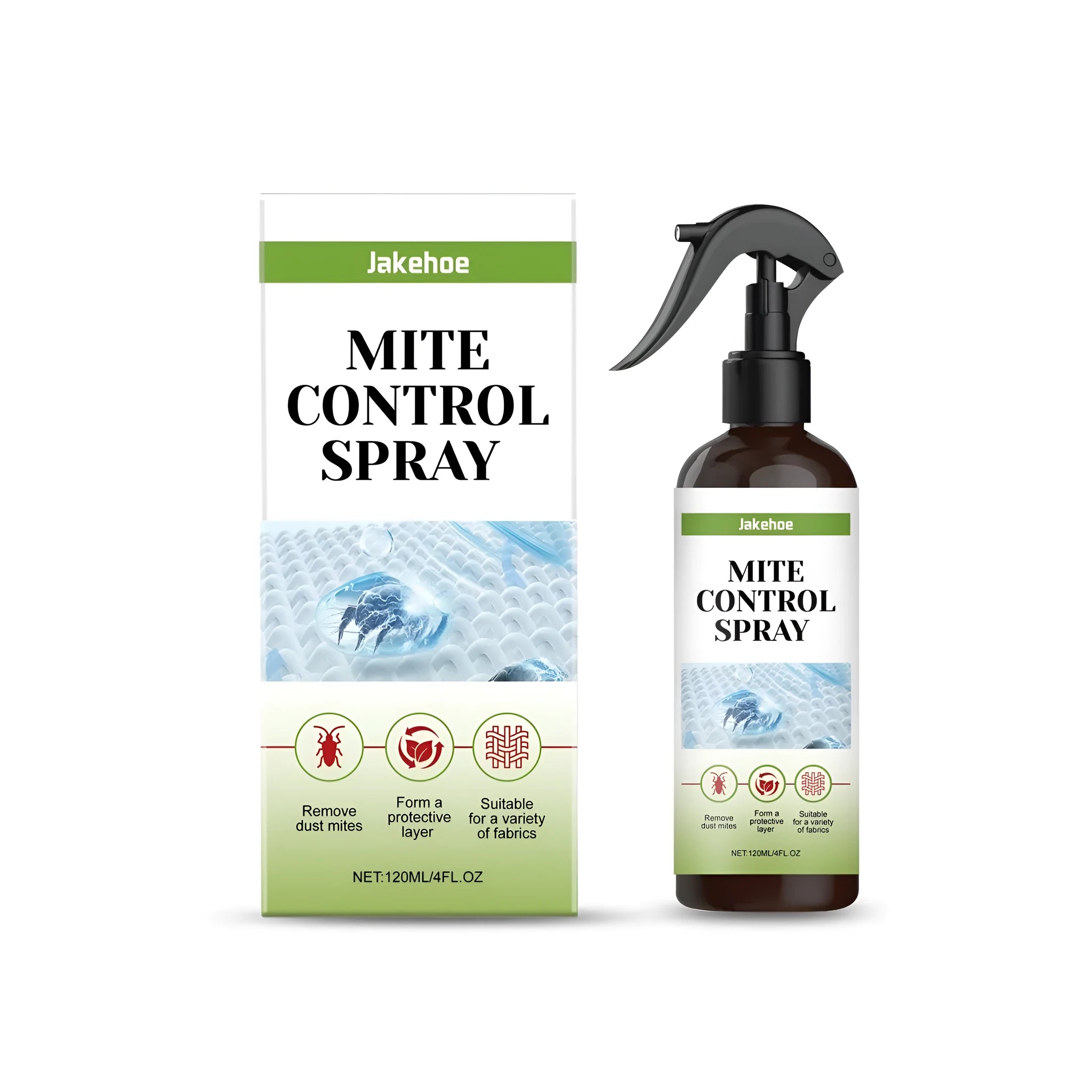 120ml mite control spray bottle for mattresses and upholstery.