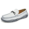 Men's driving beanie loafers in black cowhide with round toe and rubber sole