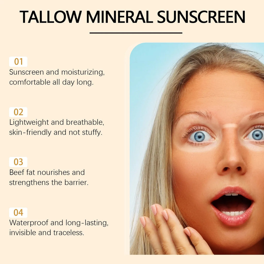 60g tube of cow fat moisturising sunscreen with titanium dioxide and zinc oxide for UV protection