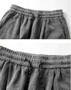 Plus-size women's fleece-lined hollow-out trousers in straight-leg cut with elastic waistband