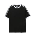 Ice silk stripes five-point top in ice-feeling cotton, loose fit pullover design, unisex summer shirt