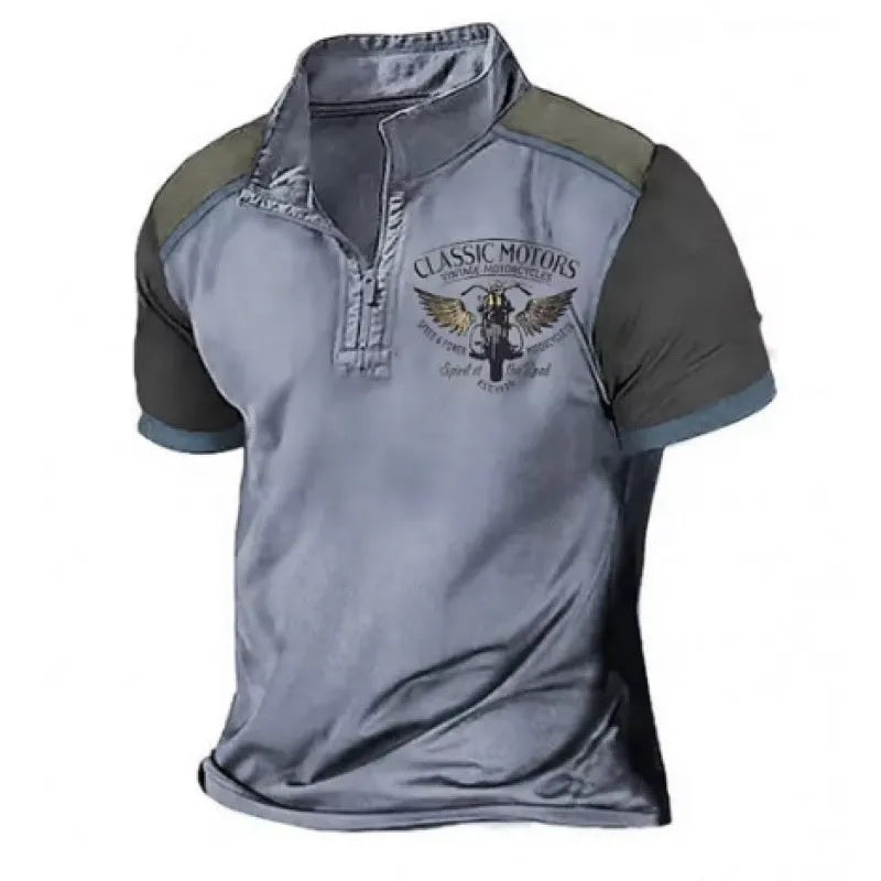 Golf polo shirt with 3D digital printing in a solid colour, shown in a loose pullover fit.