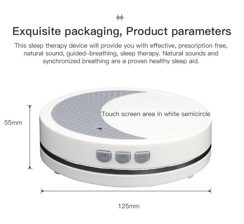 White USB-powered sleep aid device with timing and music functions for insomnia relief