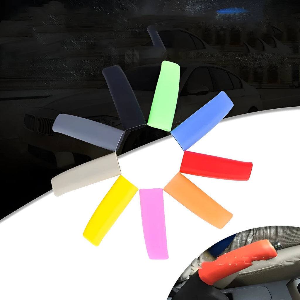 Silicone handbrake sleeve for cars in five colours: black, grey, beige, red and blue