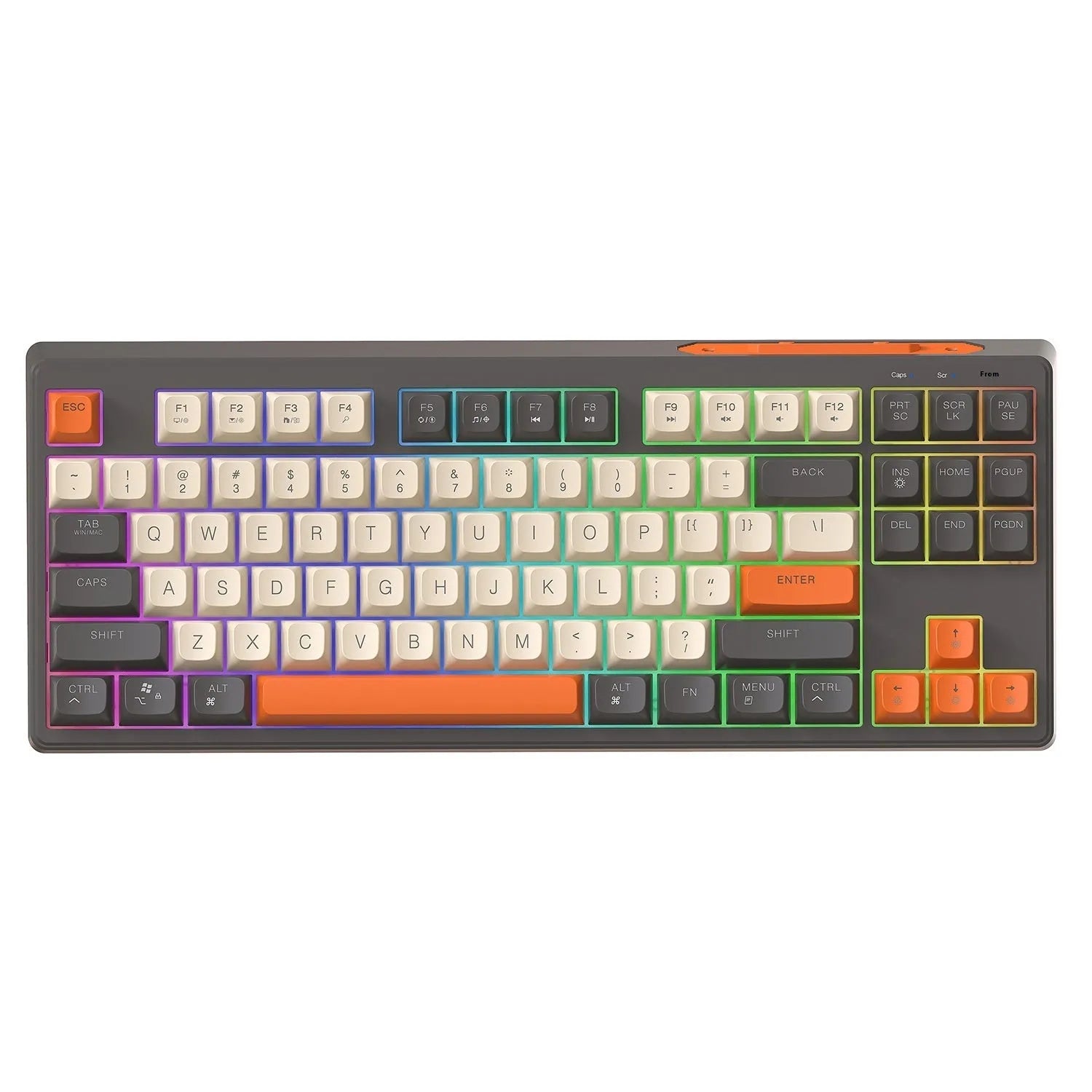 Free Wolf M87 wireless Bluetooth dual-mode keyboard in blueberry, cheese, coffee, and shimmer colour options