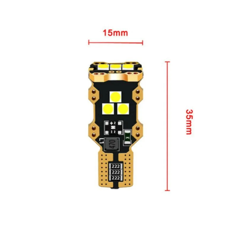 T15 automotive reverse light bulb with clear PVC lens and white 6000K colour temperature