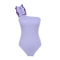 Women's single-shoulder suspender tube top one-piece swimsuit with high waist in solid colour