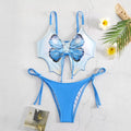 Women's bow ins style split bikini swimsuit in polyester fabric for swimming and fitness