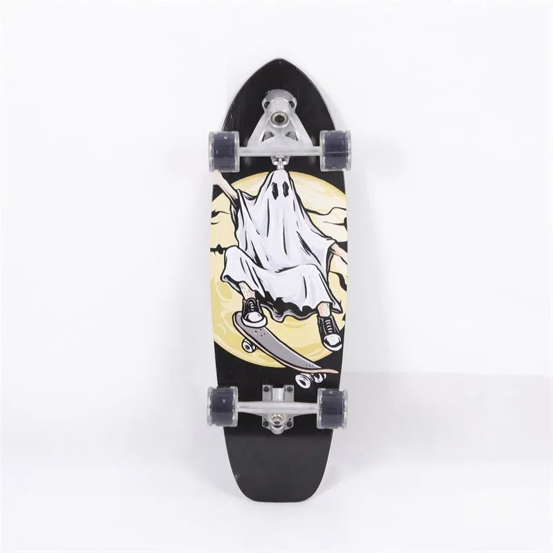 White maple wooden street scooter with 31-inch adult sizing for urban transport