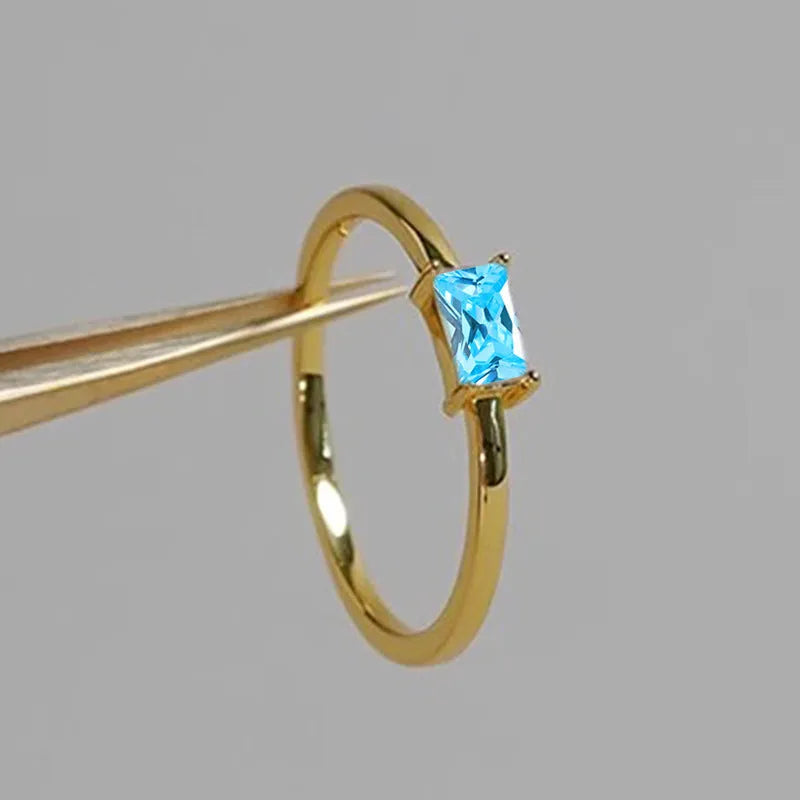 Sapphire blue zircon bracelet ring with geometric oval and heart design on copper base
