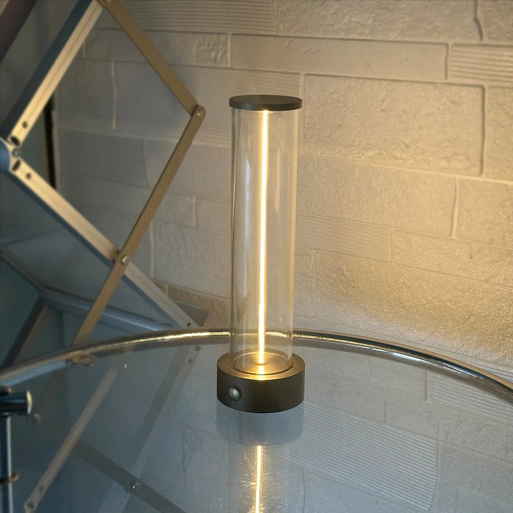 Modern glass LED light strip with magnetic back and USB charging cable