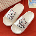 Rhombus pattern PVC flip flop slippers with thick sole in cream white colour