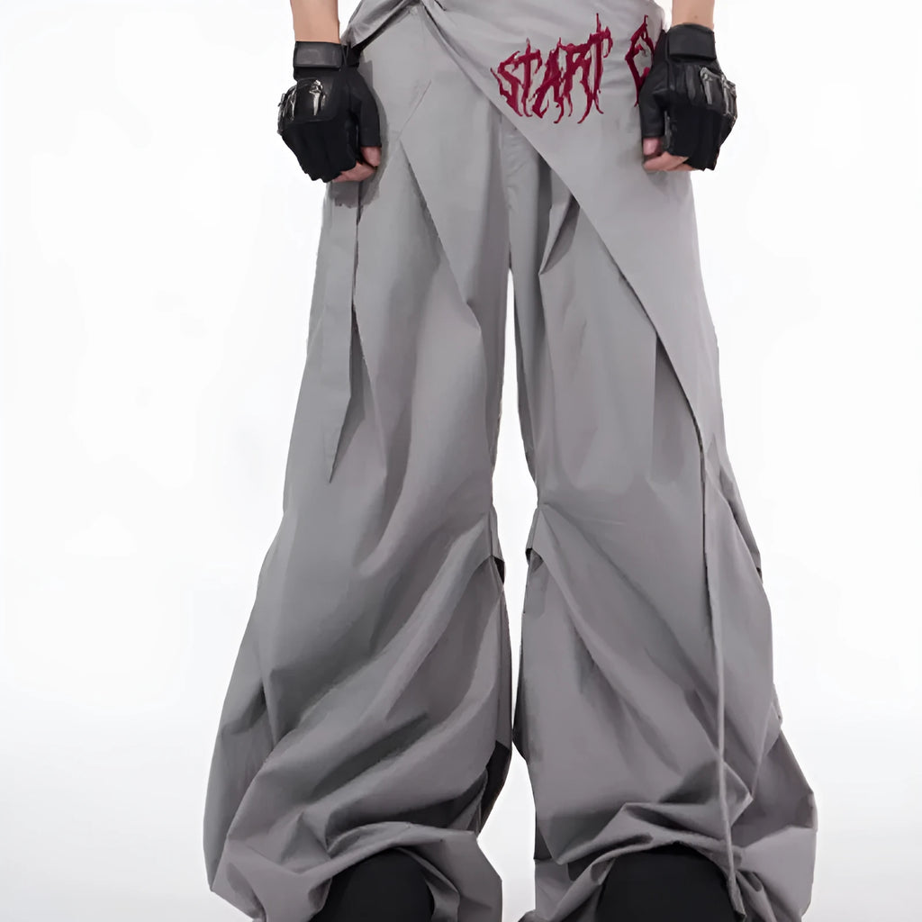 Korean style boys wide-leg trousers in black or grey solid colour