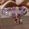 Natural purple amethyst crystal bracelet for women with micro inlay processing