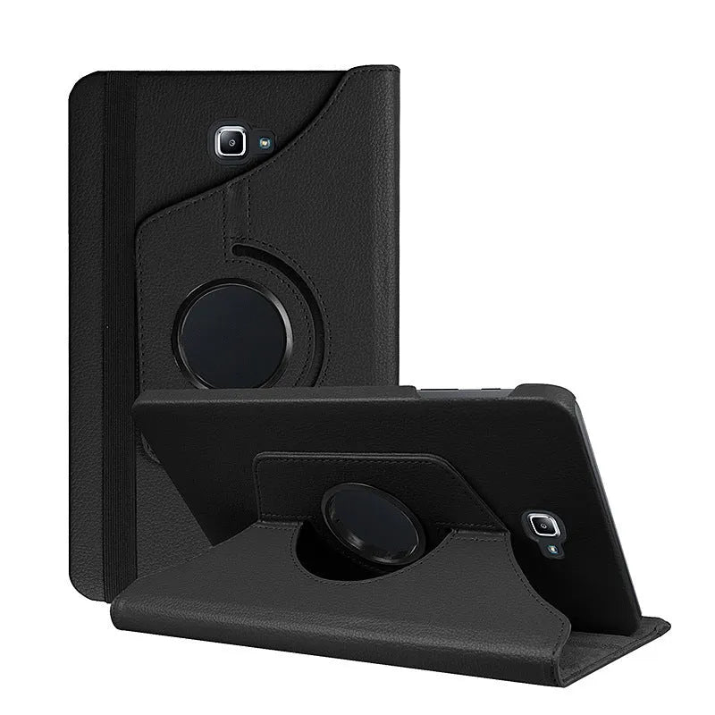 Rotating leather tablet case in black for T500 T510 T530 T550 T560 T580 models with clamshell design