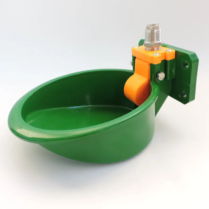 Green plastic automatic drinking water bowl for sheep and pigs with water-saving design