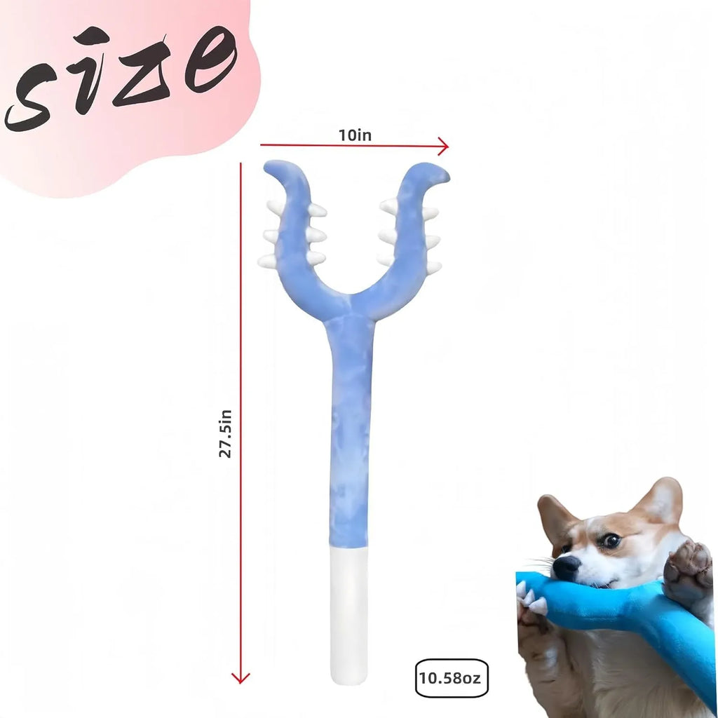 70cm long blue plush cat wand toy with soft tip for interactive play with indoor cats