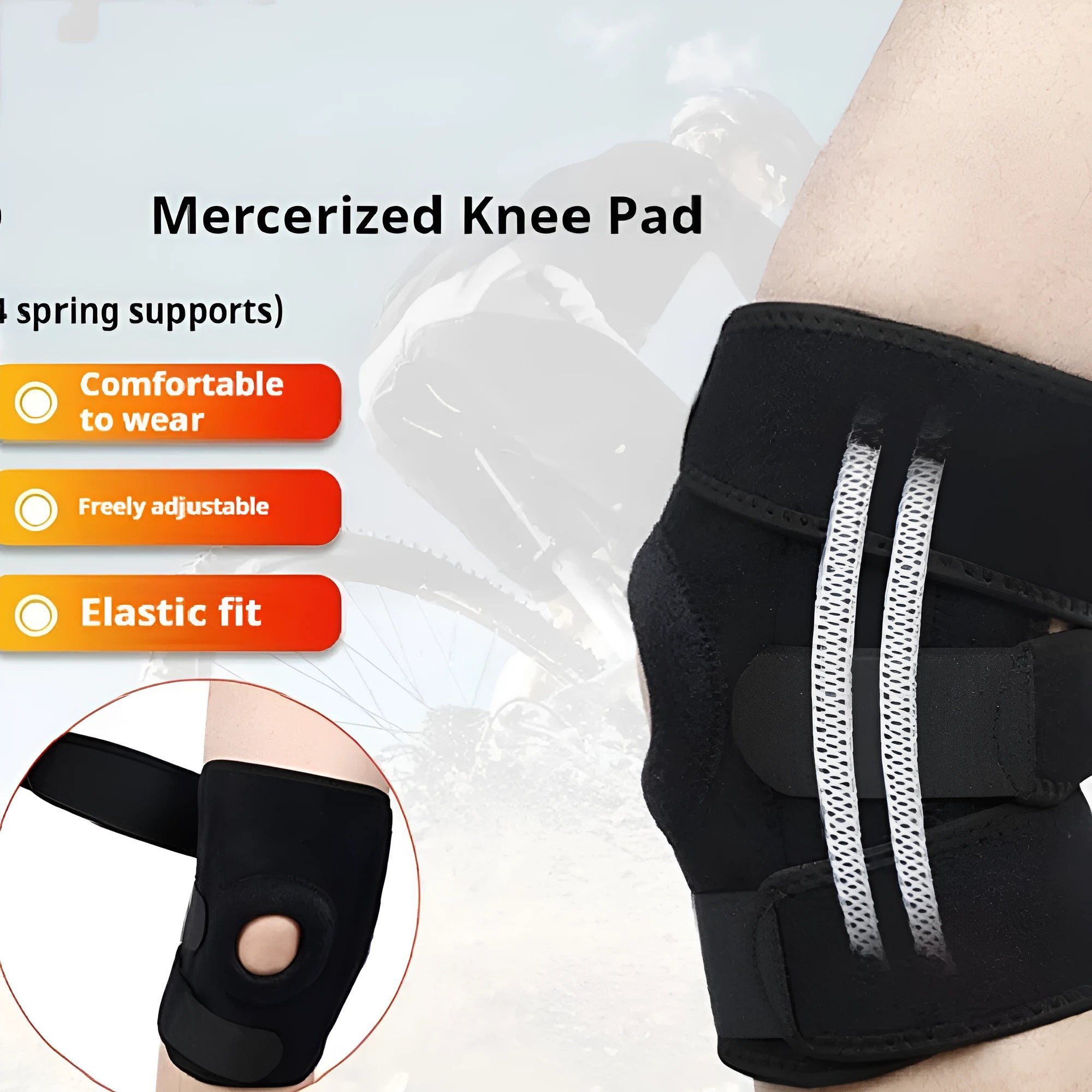 Spring support sports knee pad with nylon construction for running and basketball