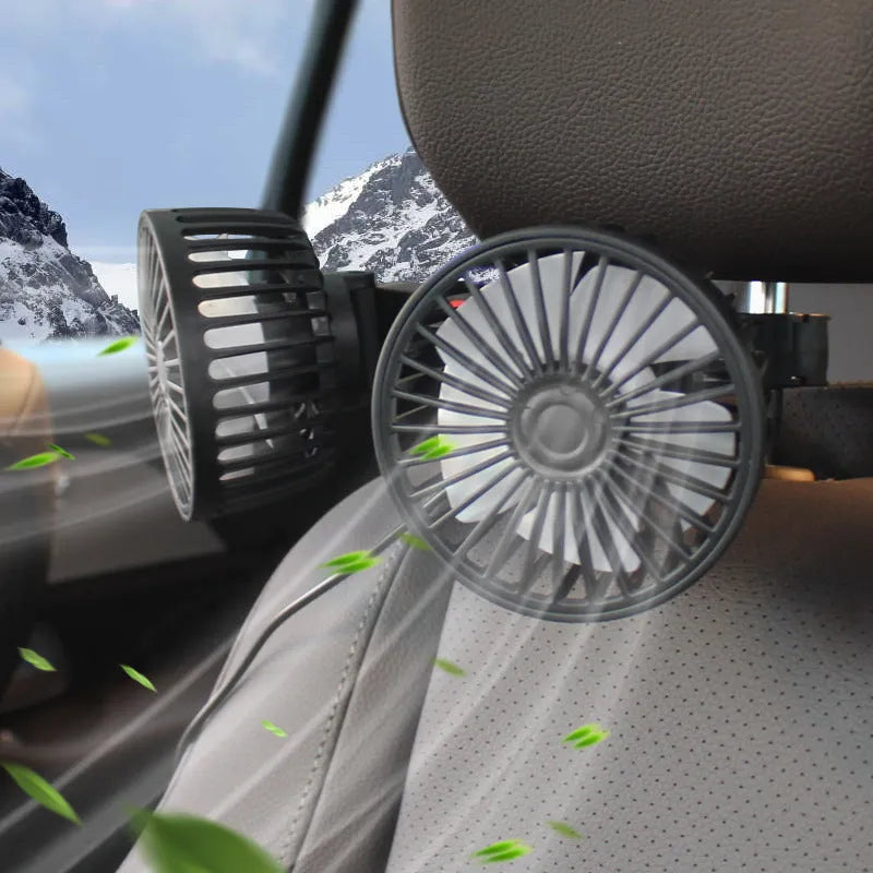 Black car USB rear pillow single head fan F4207 model with adjustable airflow
