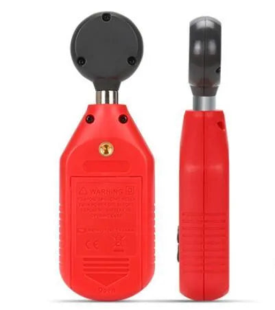 Mini lux meter UT383 with backlit display showing light reading in handheld use