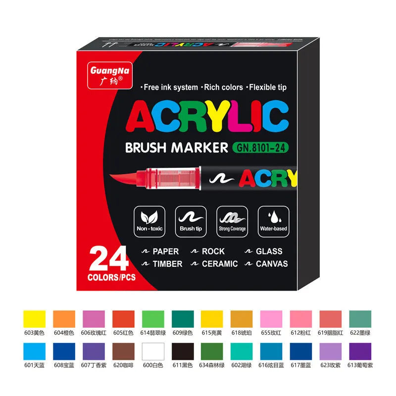 Set of acrylic paint marker pens with soft tips for graffiti and hand painting art