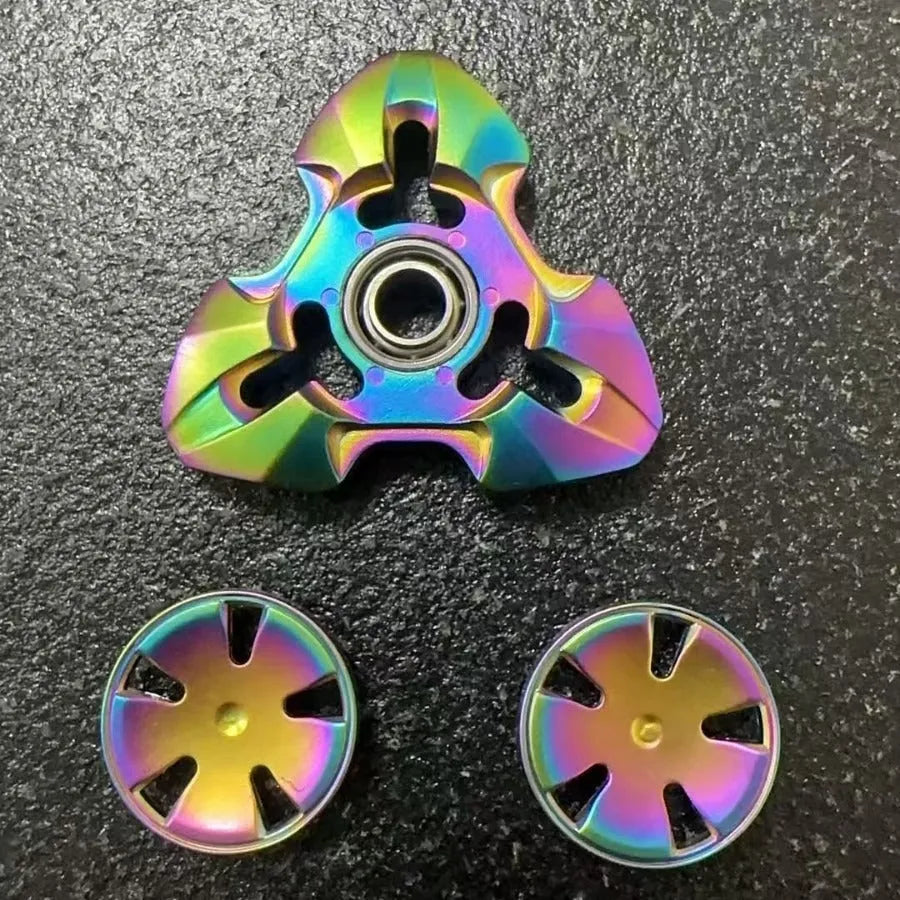 Alloy rotating fingertip gyro decompression toy in gun colour and colourful options for adult stress relief