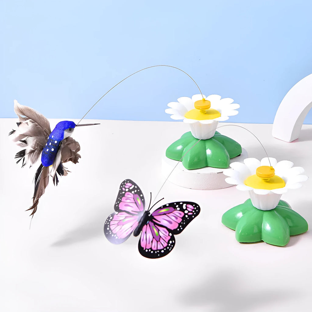 Automatic cat teaser electric rotation toy with plastic body in butterfly colour option