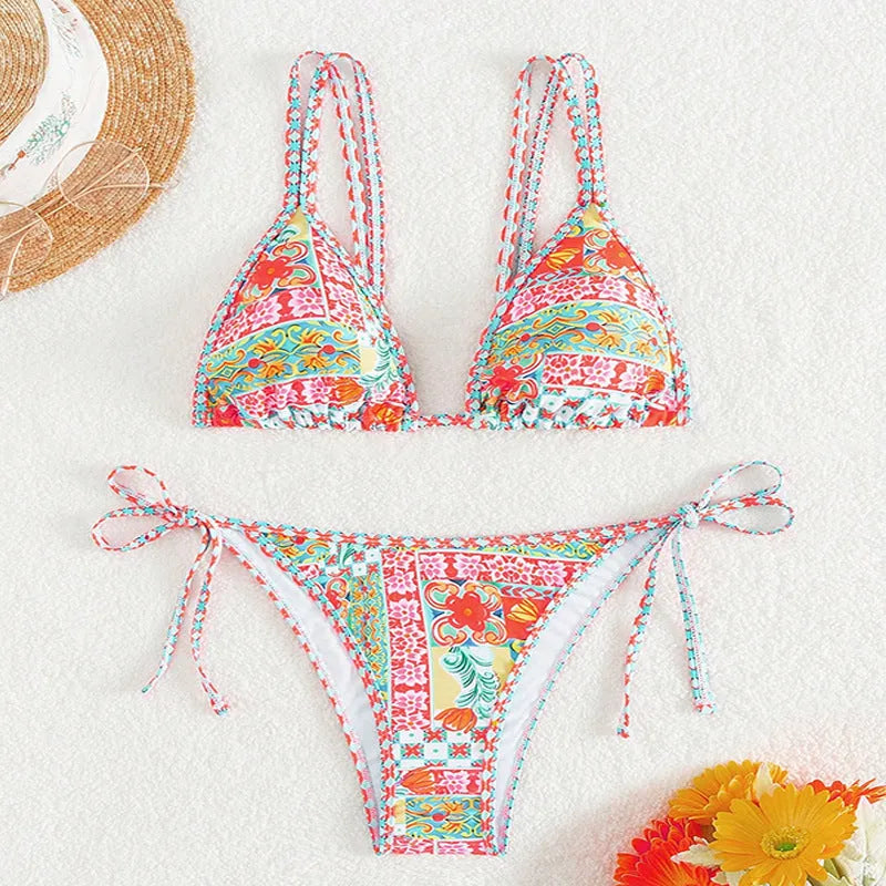 Women's lace-up front swimsuit with backless design in polyester fabric for swimming