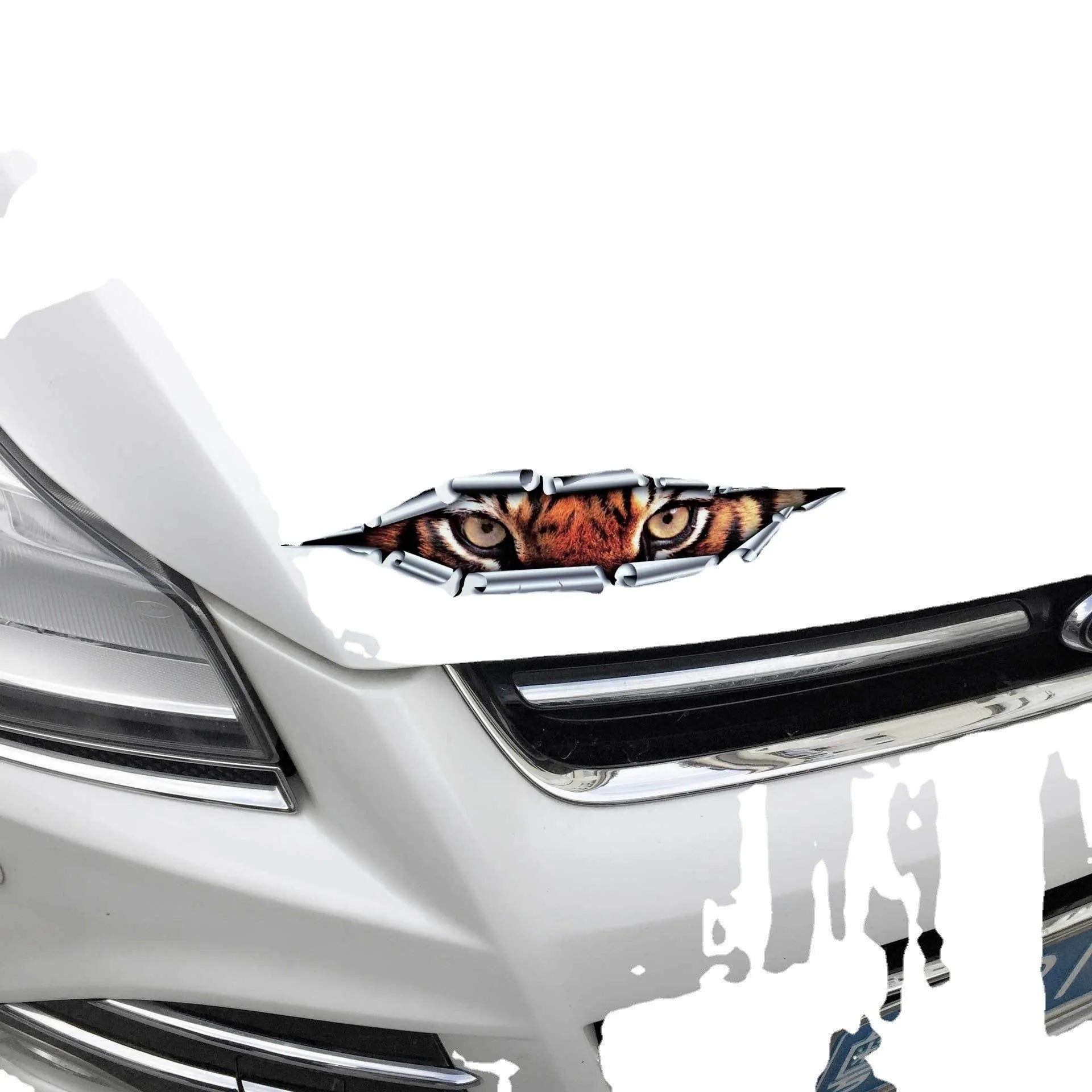 Tiger Eye or Eagle Eye 3D car bumper sticker measuring 10x35cm on vehicle door