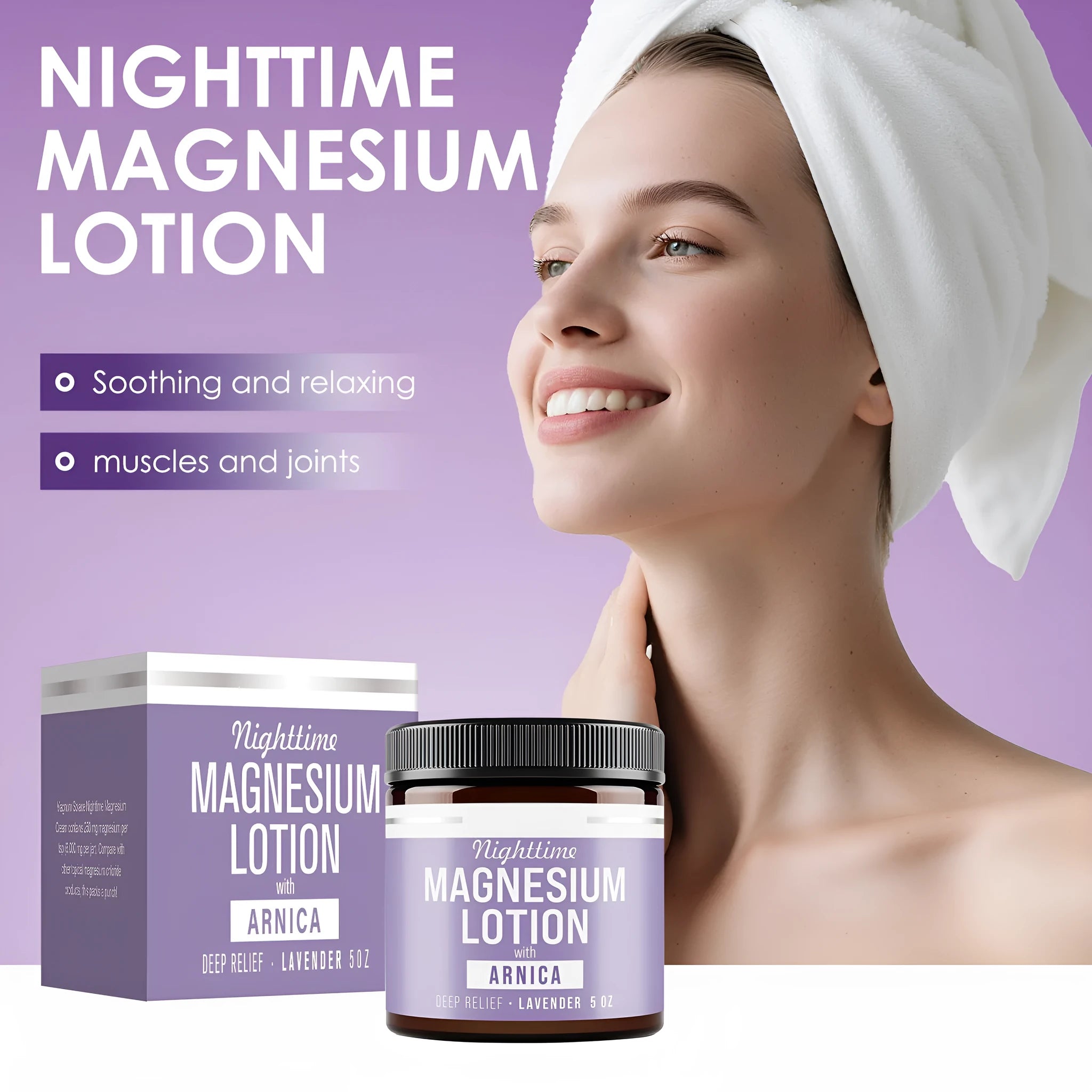 Squared jar of Magnesium Body Butter Cream 150ml for skin moisturisation