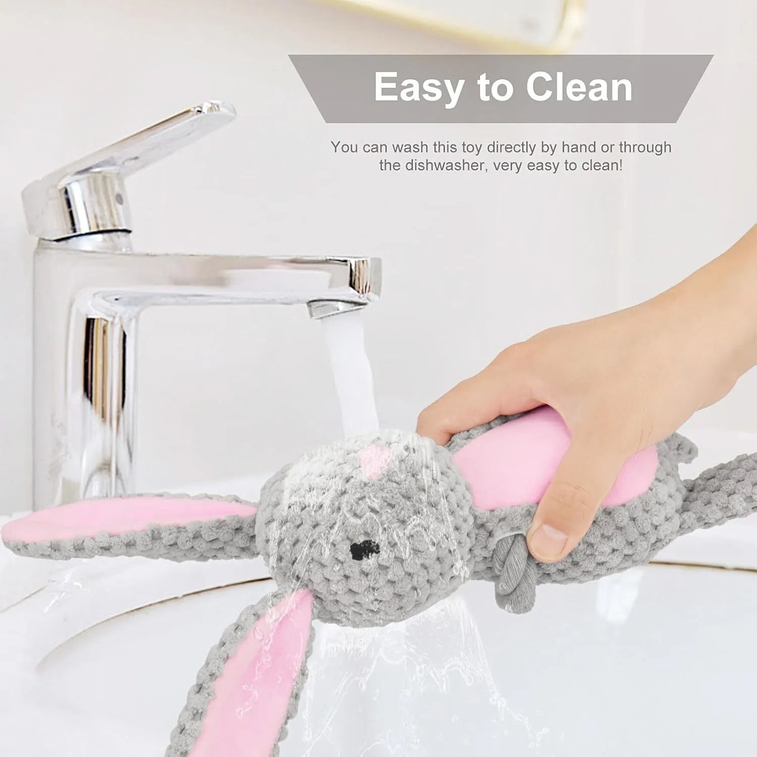Soft plush dog toy with cotton rope, available as elephant, fox, monkey, pig, or rabbit, for small medium dogs.
