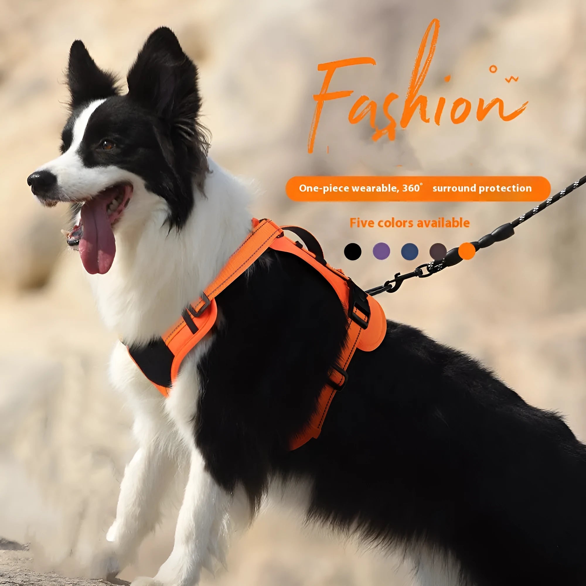 Reflective explosion-proof dog vest harness with detachable hand-held rope in multiple colour options