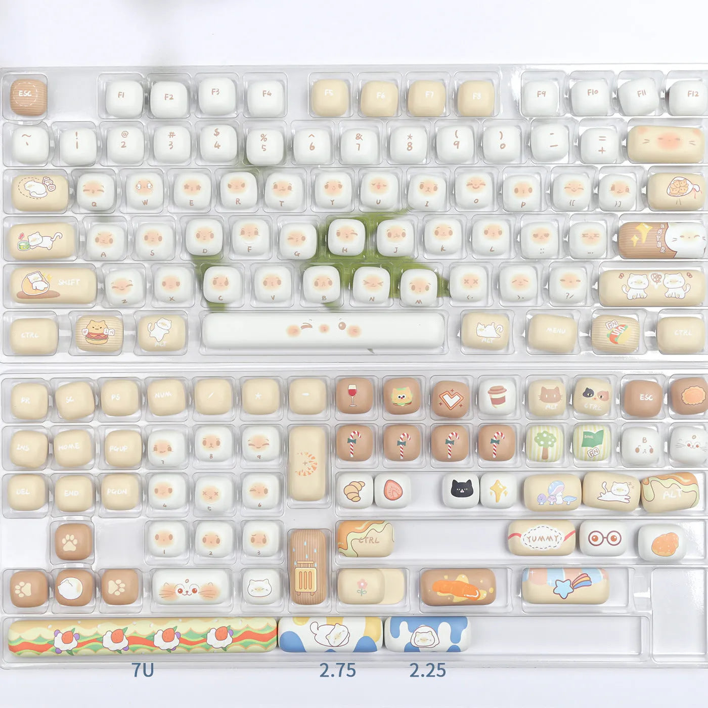 Cat themed mechanical keyboard keycap set with PBT construction and extraction puller