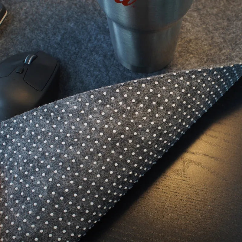 Black gray non-slip felt desk pad 80 cm by 40 cm with soft wool surface