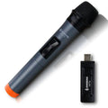 Black ZANSONG V12 dynamic wired microphone with cable, USB receiver, and audio adapter.