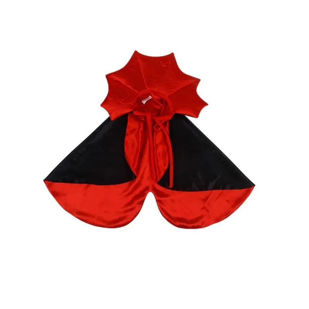 Halloween vampire cloak costume for small pets on mannequin showing kawaii design elements