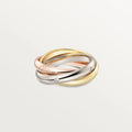A geometric U-shaped silver couple ring set with diamonds, shown in rose gold and black colour variants.