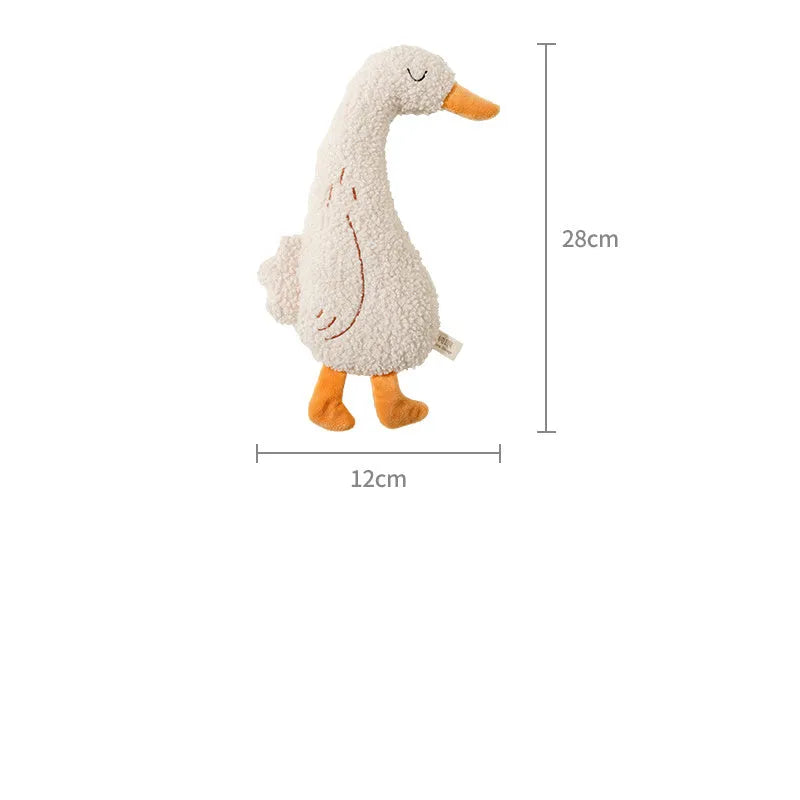 Cartoon fox and duckling design chew-resistant dog toys made from teddy velvet fabric.