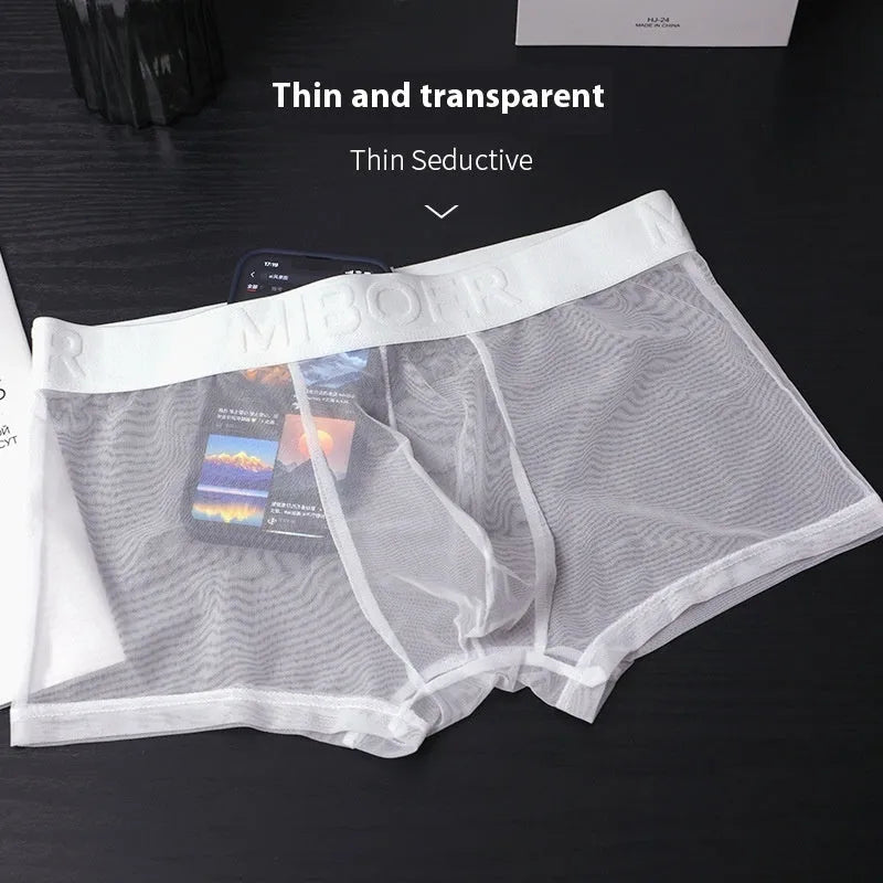 Men's thin breathable boxers in black white blue green pink skin colours
