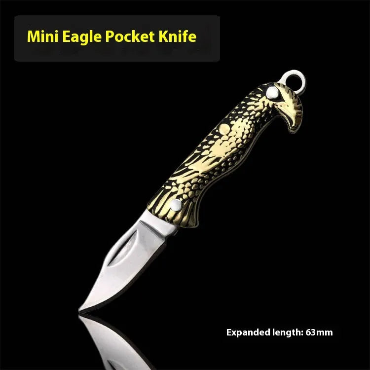 Brass mini folding knife keychain pendant with 3cm blade and brass handle