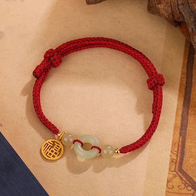 Silver geometric bracelet with a peace buckle clasp in black or wine red.