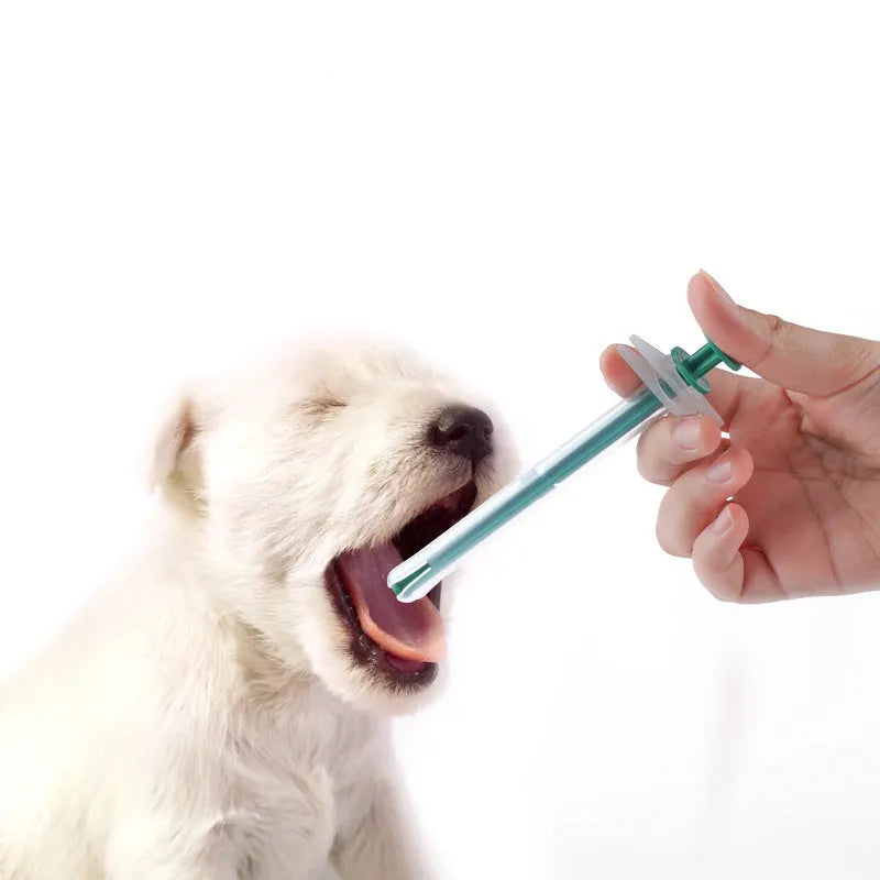 Two reusable pet pill shooter syringes with soft silicone tips, for tablets and capsules