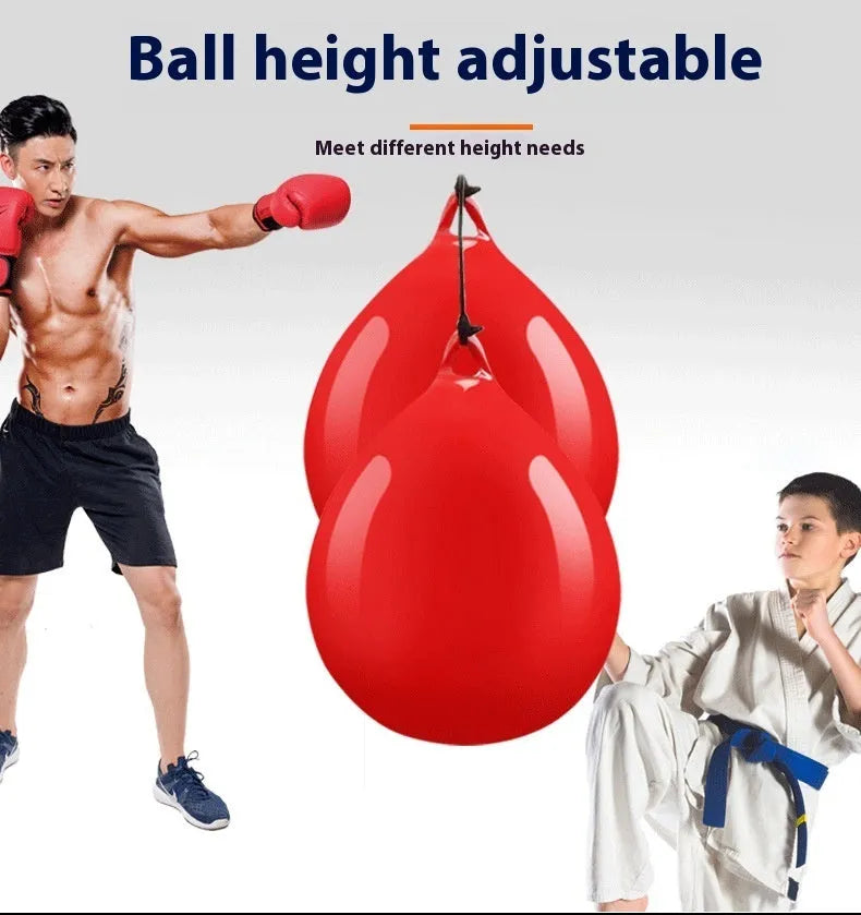 Red water filled boxing ball with hook rope for martial arts speed training