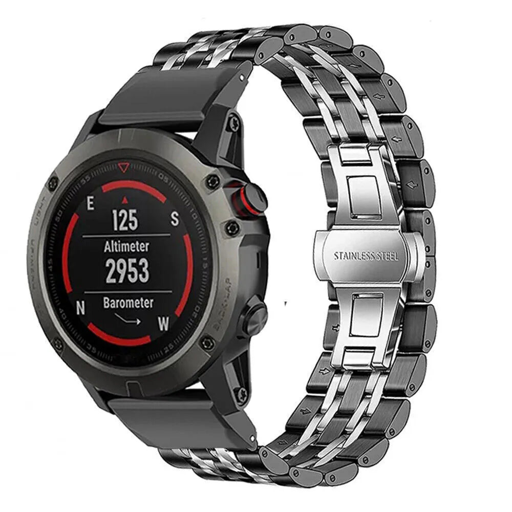 Metal stainless steel watch strap for Jiaming smart watch in silver, 22mm or 26mm size